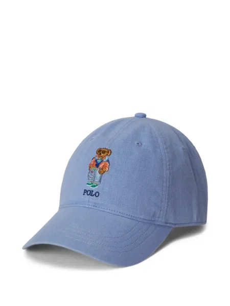 Șapcă Polo Ralph Lauren cu decolteu în V cu autograf în carouri albastru