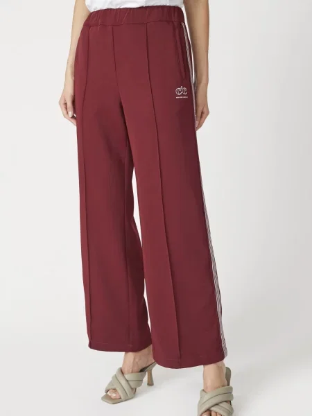 Co'couture Pantaloni Amina roșu burgundy alb