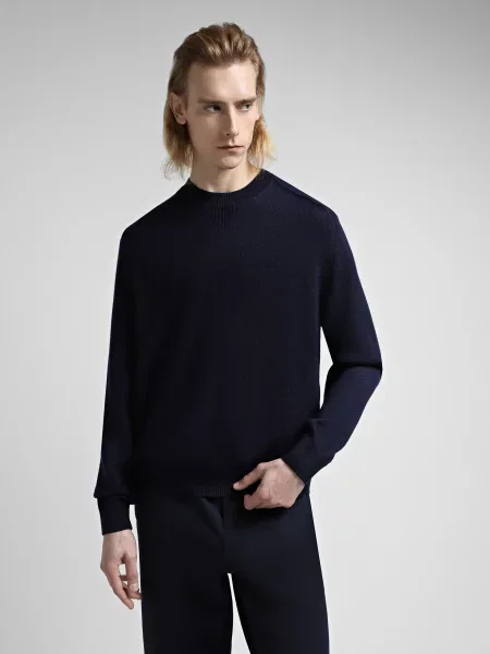 Светр Armani Exchange темно-синій бавовна/вовна синій