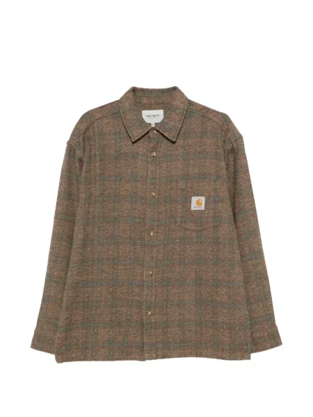 Cămașă Carhartt Wip în carouri maro