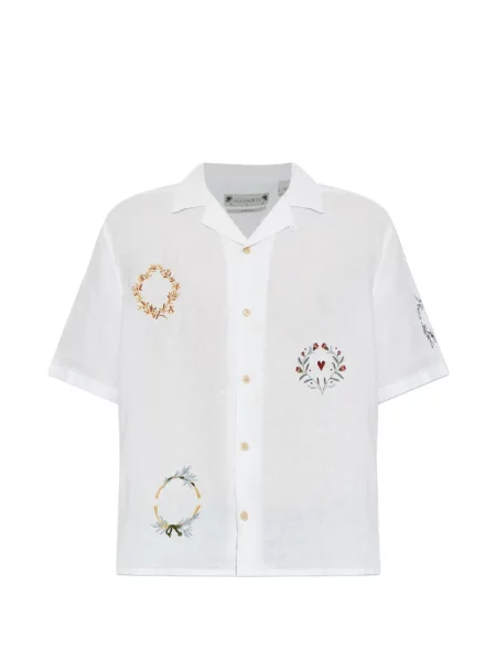Cămașă Allsaints cu broderie alb
