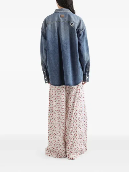 Pantaloni Dolce & Gabbana cu model floral cu imagine alb