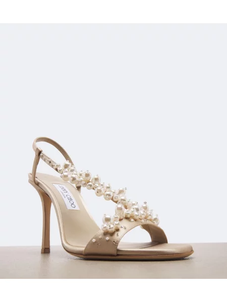Sandale Jimmy Choo din satin slingback bej