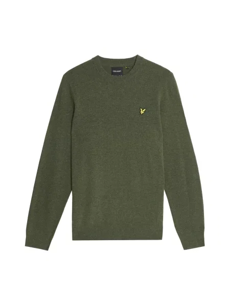 Lniany sweter Lyle & Scott z okrągłym dekoltem zielony