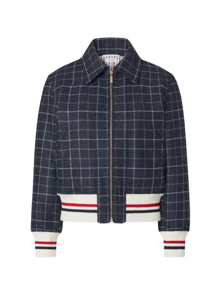 Geacă Thom Browne cu model pepito din tweed albastru