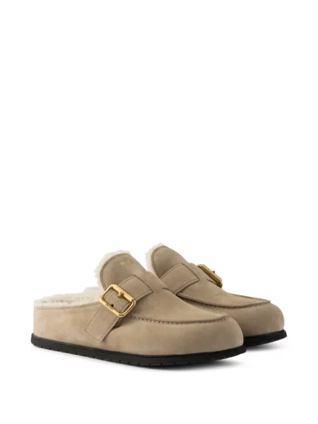 Papuci tip mules Prada din piele de căprioară
