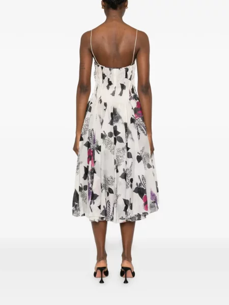 Rochie midi Roberto Cavalli cu model floral cu imagine alb