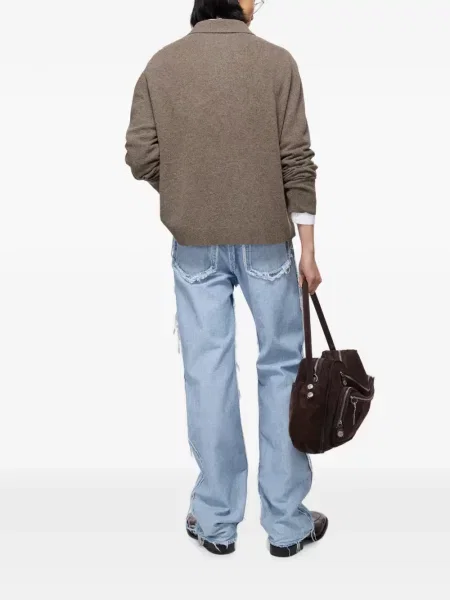 Tricou polo Acne Studios de lână maro