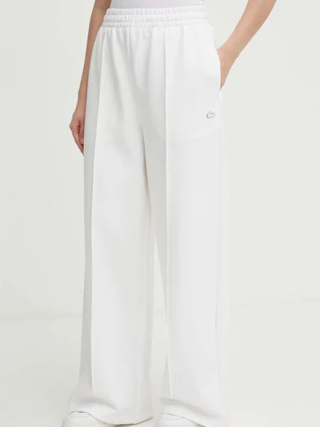 Lacoste Pantaloni trening Wide Leg alb