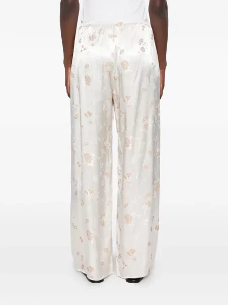 Pantaloni Dôen cu model floral din jacard