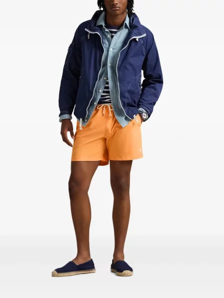 Tricou Polo Ralph Lauren din piele cu broderie în carouri maro