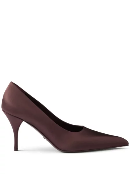 Pantofi cu toc Prada din satin roșu