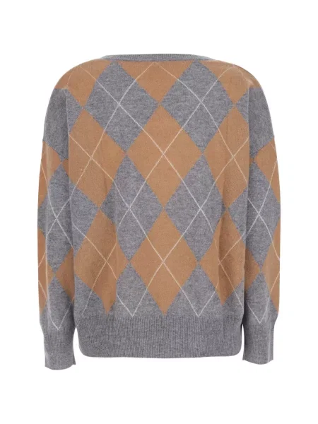 Pulover Solocascmir cu model argyle gri
