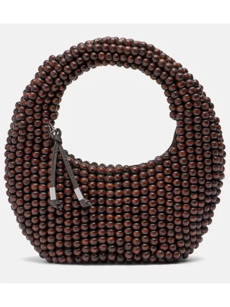 Mały top Staud skórzany brązowy