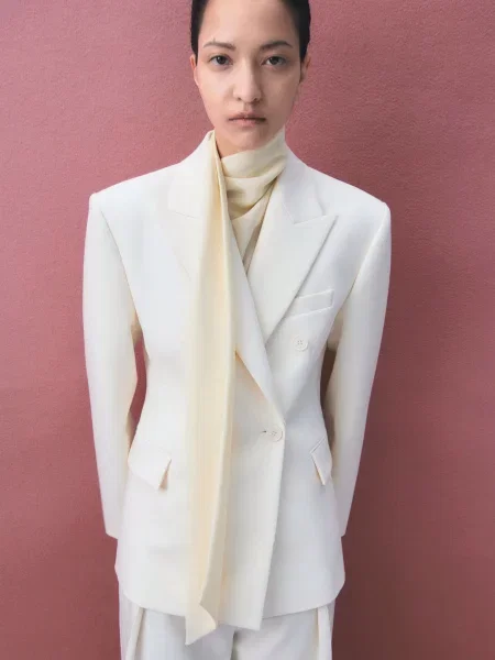 Піджак MANGO поліестер/віскоза білий