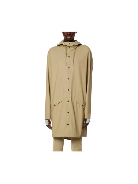Długa wodoodporna kurtka przejściowa Rains beżowa