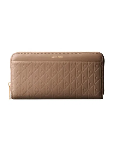 Portofel Calvin Klein Emblem Aop Embossed Long Wallet bej