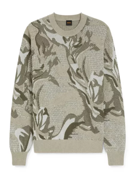 Pulover Boss cu model floral verde