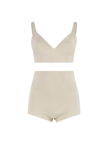 Lniany strój kąpielowy Red Valentino beżowy