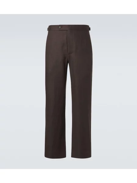 Lněné lněné kalhoty Bode hnědé