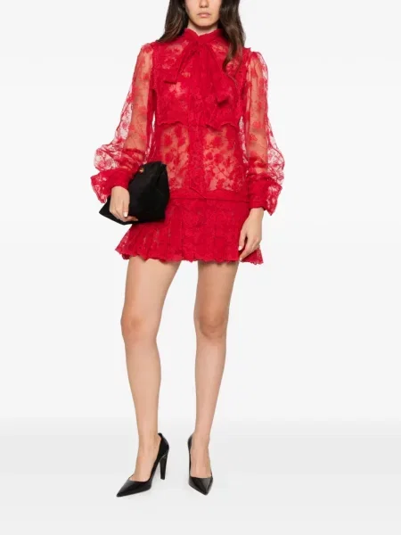 Rochie mini Ermanno Scervino cu funde din dantelă roșu