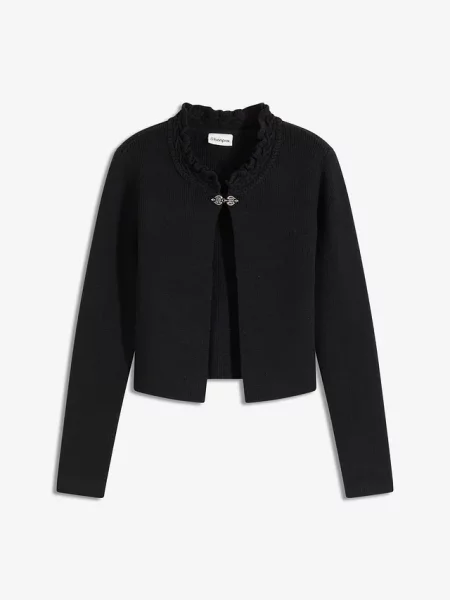 Sweter rozpinany w ludowym stylu czarny