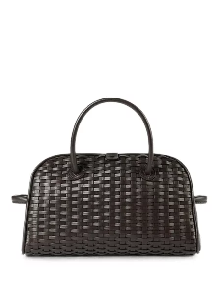 Kožená shopper kabelka Jacquemus hnědá