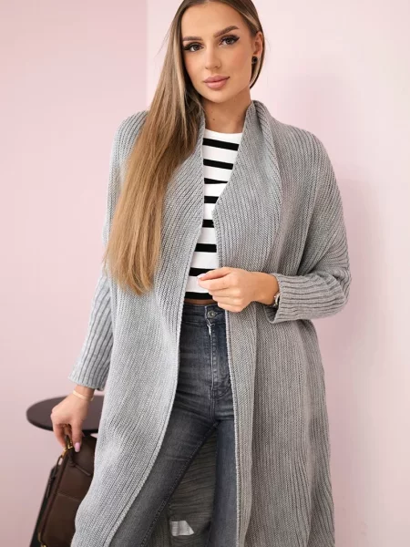 Sweter Kesi z nietoperzowym rękawem szary