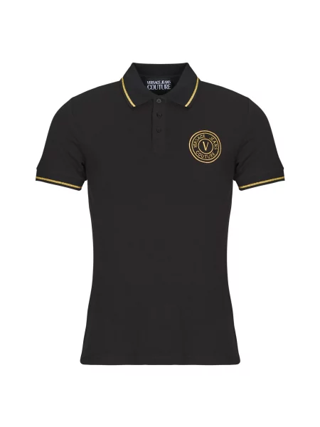 Polo majica Versace Jeans Couture s kratkimi rokavi črna