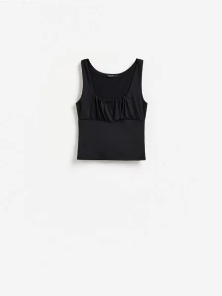 Reserved Top cu fronseuri negru