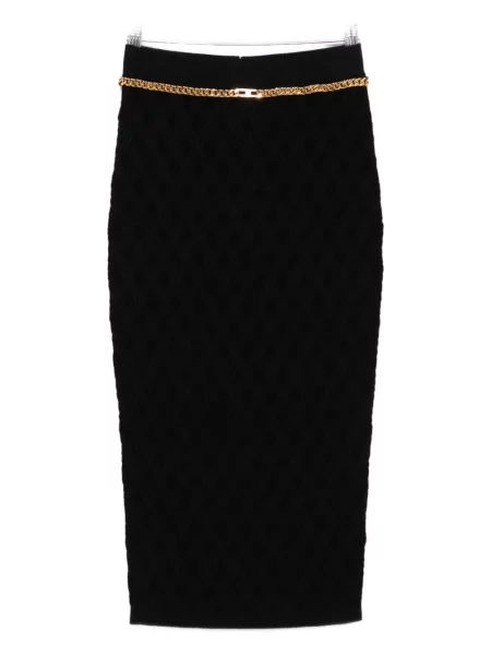 Fustă midi Elisabetta Franchi cu imprimeu geometric până la genunchi negru