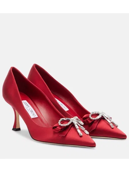 Pantofi cu toc Jimmy Choo din satin roșu