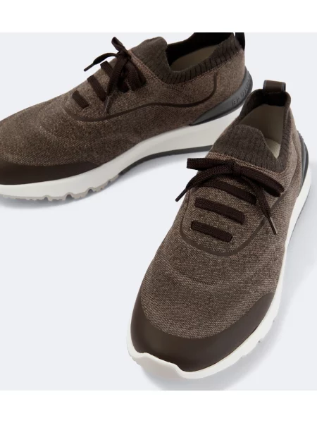 Sneakerși Brunello Cucinelli tricotate maro