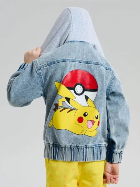 Sinsay Džínová bunda s kapucí Pokémon tyrkysová