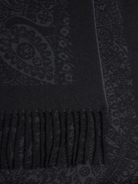 Fular Etro cu model floral din jacard negru