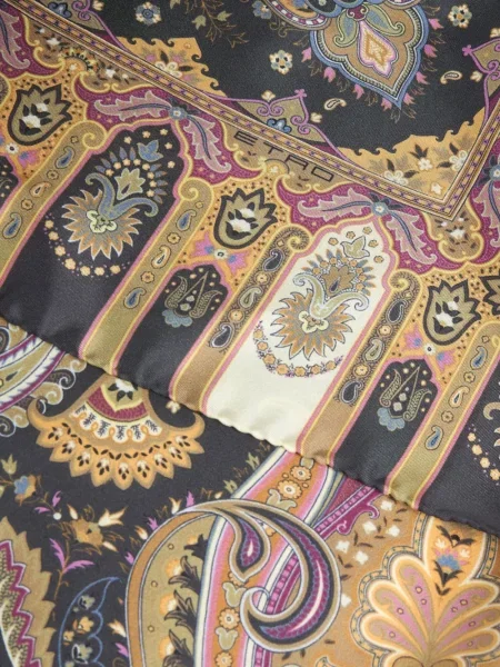 Fular Etro de mătase cu model paisley negru