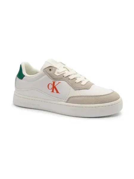 Calvin Klein Jeans Sneakers tornacipő bőr hozzáadásával fehér