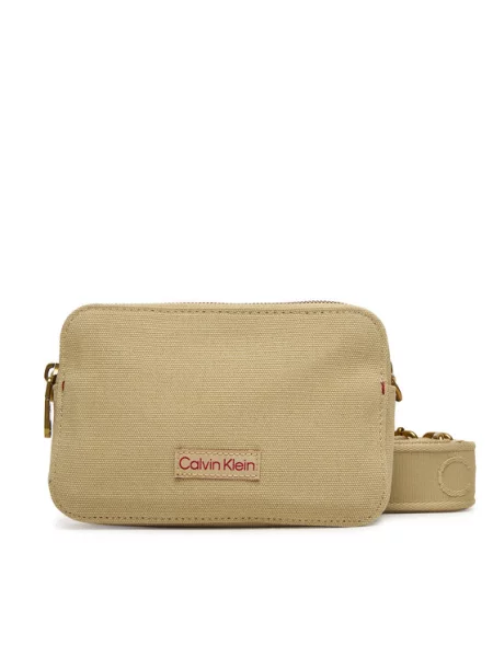 Calvin Klein Ročna torba Webbing Strap Canvas Camera Bag bež