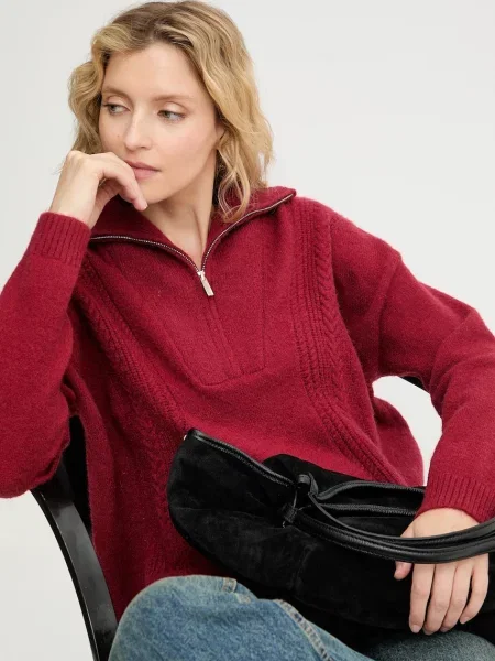 Answear.LAB sweter z kaszmirem z golfem czerwony