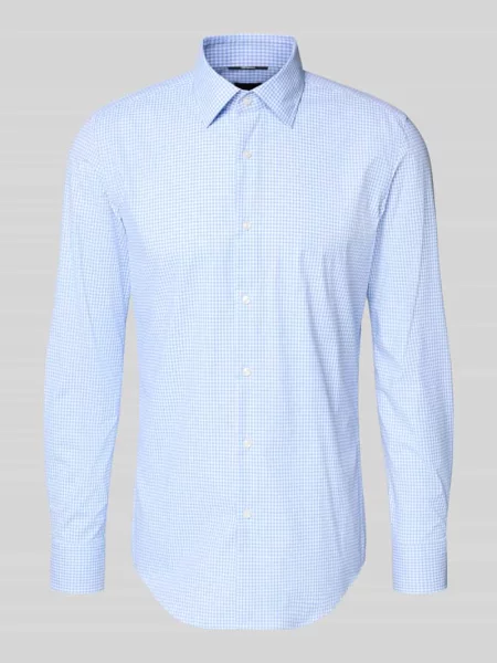 Koszula biznesowa o kroju slim fit z kołnierzykiem typu kent model Boss błękitny