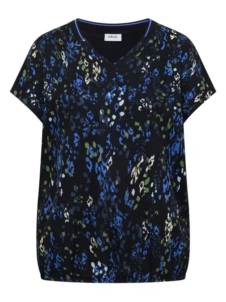 CECIL Tricou albastru / albastru închis / verde deschis alb