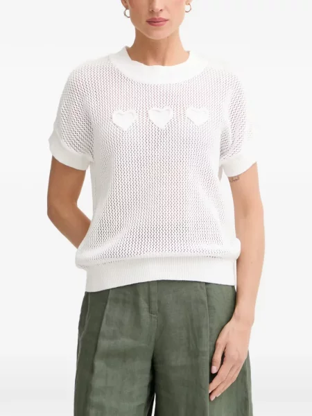 Tricou Marc Aurel tricotate cu motiv cu inimi alb