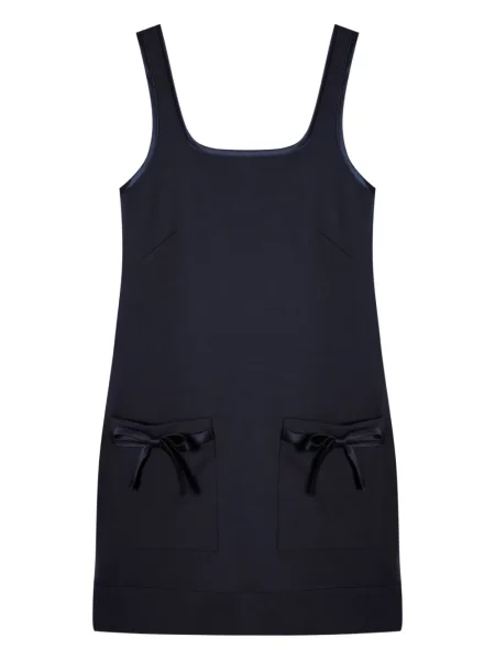 Mała sukienka mini Isolda z kokardką garniturowa niebieska