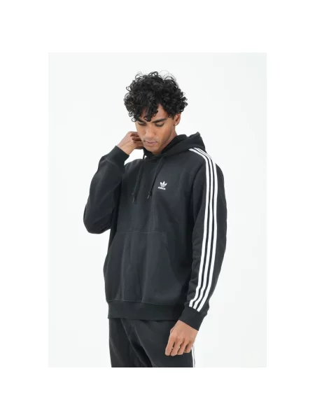 Adidas Bluzy Mężczyzna Czarny S Stripes Bluza Czarno-Biała Długi Rękaw biała