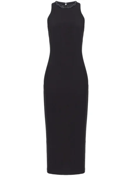 Sukienka midi Pinko bez rękawów do kolan z koralikami czarna