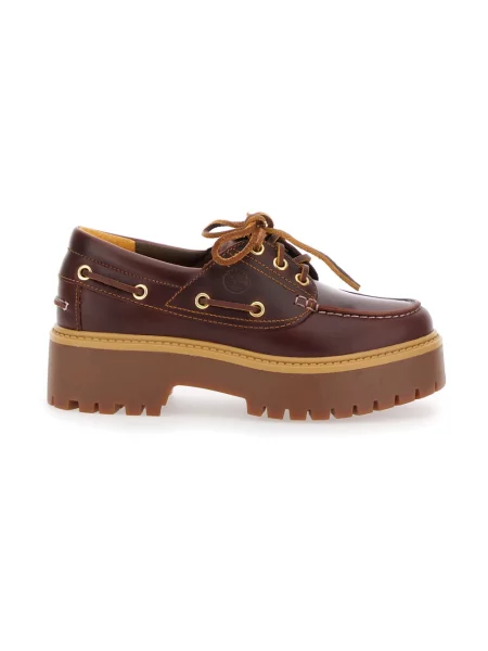Timberland mokasyny na platformie skórzane brązowe
