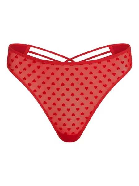 Chiloți tanga Marlies Dekkers cu imagine cu motiv cu inimi roșu