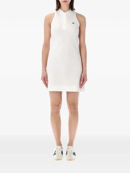 Rochie mini Lacoste cu broderie fără mâneci alb