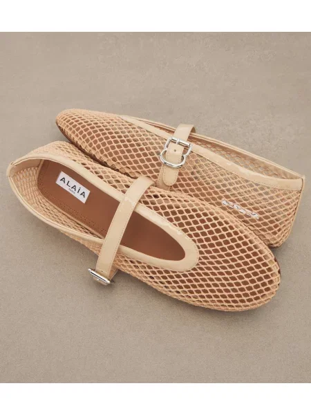 Pantofi cu toc Alaïa plasă de plasă bej