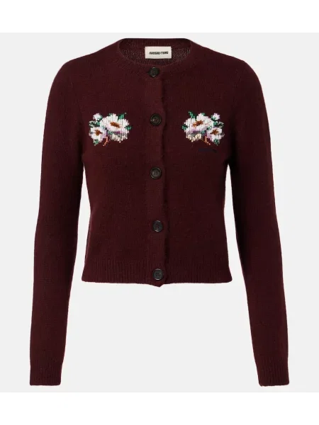 Cardigan Shushu/tong din cașmir cu mărgele bordo